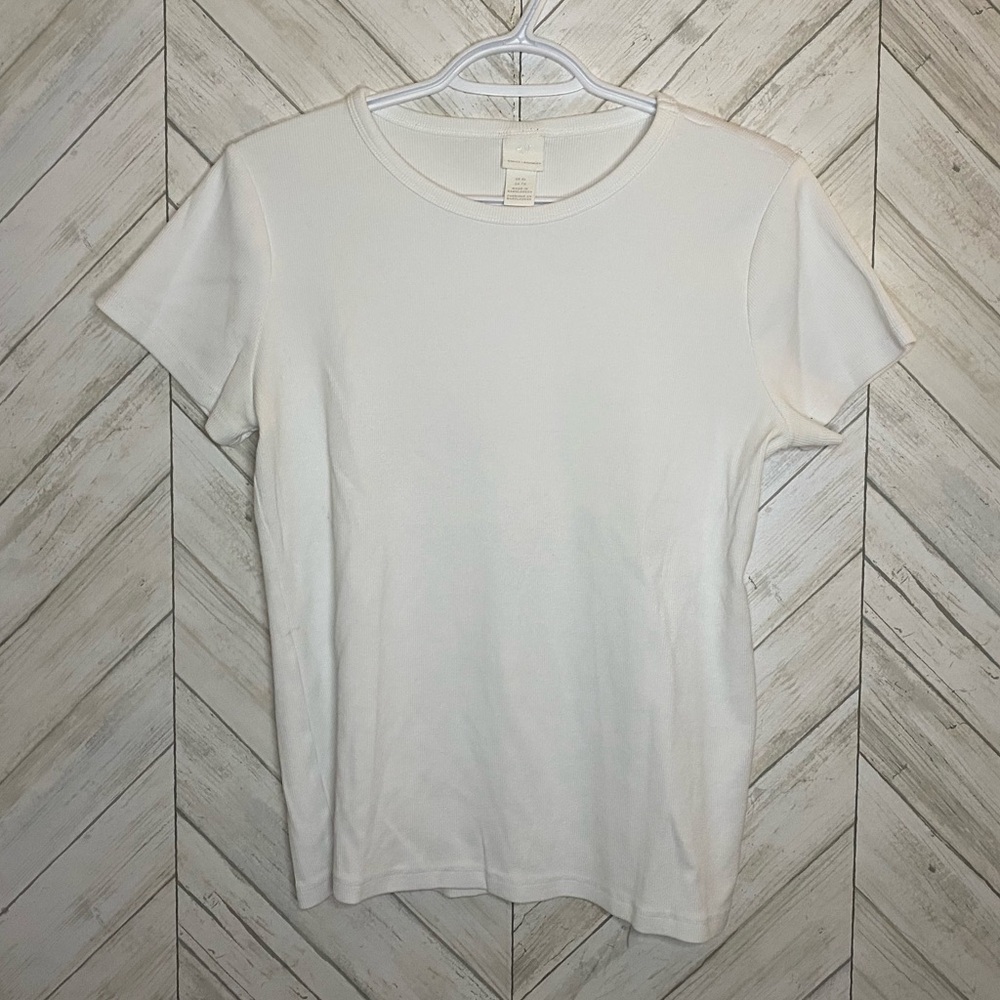 H&M White Fitted Short Sleeve T-Shirt